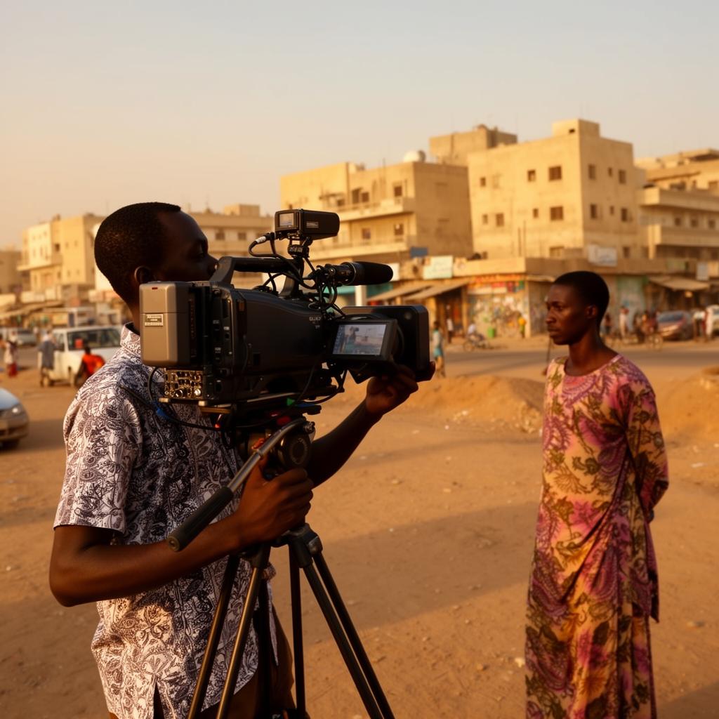 Camera operator filming a public-interest story